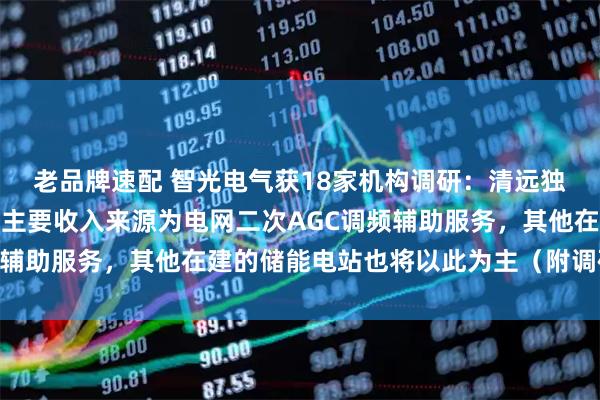 老品牌速配 智光电气获18家机构调研：清远独立储能电站（一期）的主要收入来源为电网二次AGC调频辅助服务，其他在建的储能电站也将以此为主（附调研问答）